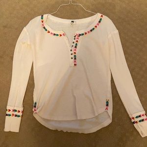 Free People Patterned Henley Long Sleeve